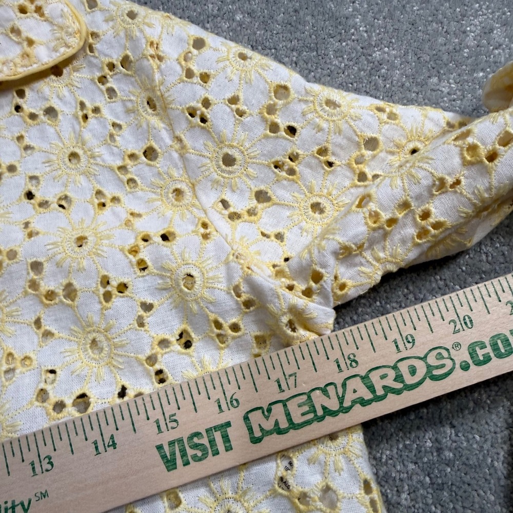 Free People Dream A Little Dream Yellow Sunflower Eyelet Lace Crop Shirt NWT S - Picture 13 of 14